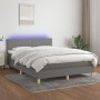 Cama box spring colchón y luces LED tela gris oscuro 140x200 cm de vidaXL, Camas y somieres - Ref: Foro24-3133638, Precio: 41...