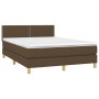 Cama box spring con colchón LED tela marrón oscuro 140x200 cm de vidaXL, Camas y somieres - Ref: Foro24-3133640, Precio: 425,...