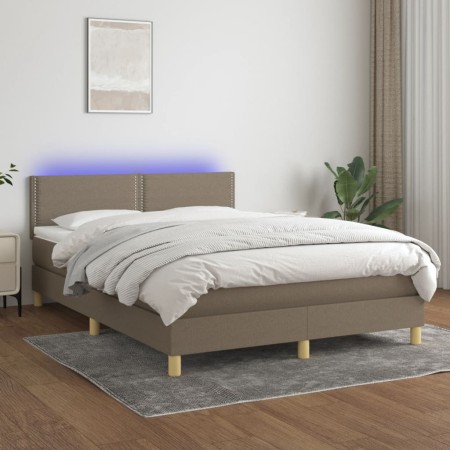 Cama box spring con colchón LED tela gris taupe 140x200 cm de vidaXL, Camas y somieres - Ref: Foro24-3133641, Precio: 425,02 ...