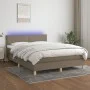 Box spring bed with LED mattress taupe gray fabric 140x200 cm by vidaXL, Beds and slatted bases - Ref: Foro24-3133641, Price:...