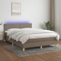 Cama box spring con colchón LED tela gris taupe 140x200 cm de vidaXL, Camas y somieres - Ref: Foro24-3133641, Precio: 425,02 ...