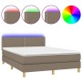 Cama box spring con colchón LED tela gris taupe 140x200 cm de vidaXL, Camas y somieres - Ref: Foro24-3133641, Precio: 425,02 ...