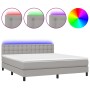 Cama box spring colchón y luces LED tela gris claro 180x200 cm de vidaXL, Camas y somieres - Ref: Foro24-3133493, Precio: 545...