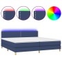 Cama box spring con colchón y LED tela azul 200x200 cm de vidaXL, Camas y somieres - Ref: Foro24-3133667, Precio: 594,59 €, D...
