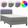Cama box spring colchón y luces LED tela gris oscuro 100x200 cm de vidaXL, Camas y somieres - Ref: Foro24-3133374, Precio: 32...