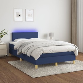 Cama box spring con colchón y LED tela azul 120x200 cm de vidaXL, Camas y somieres - Ref: Foro24-3133547, Precio: 405,50 €, D...