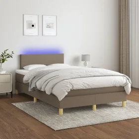 Cama box spring con colchón y LED tela gris taupe 120x200 cm de vidaXL, Camas y somieres - Ref: Foro24-3133545, Precio: 364,6...