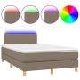 Cama box spring con colchón y LED tela gris taupe 120x200 cm de vidaXL, Camas y somieres - Ref: Foro24-3133545, Precio: 371,4...