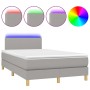 Cama box spring con colchón tela y LED gris claro 120x200 cm de vidaXL, Camas y somieres - Ref: Foro24-3133541, Precio: 384,3...