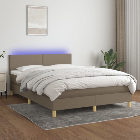 Cama box spring con colchón LED tela gris taupe 140x200 cm de vidaXL, Camas y somieres - Ref: Foro24-3133561, Precio: 442,01 ...