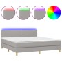 Cama box spring con colchón tela y LED gris claro 160x200 cm de vidaXL, Camas y somieres - Ref: Foro24-3133565, Precio: 495,1...