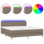 Cama box spring con colchón LED tela gris taupe 160x200 cm de vidaXL, Camas y somieres - Ref: Foro24-3133569, Precio: 509,29 ...