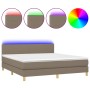 Cama box spring con colchón LED tela gris taupe 160x200 cm de vidaXL, Camas y somieres - Ref: Foro24-3133569, Precio: 522,95 ...