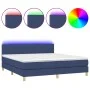 Cama box spring con colchón y LED tela azul 160x200 cm de vidaXL, Camas y somieres - Ref: Foro24-3133571, Precio: 487,92 €, D...
