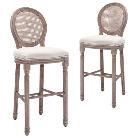 Taburete de cocina 2 unidades lino blanco de vidaXL, Taburetes de cocina - Ref: Foro24-245352, Precio: 334,38 €, Descuento: %