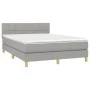 Boxspringbettmatratze und LED-Leuchten hellgrauer Stoff 140x200 cm von vidaXL, Betten und Lattenroste - Ref: Foro24-3133717, ...