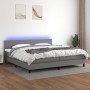 Cama box spring con colchón y LED tela gris oscuro 200x200 cm de vidaXL, Camas y somieres - Ref: Foro24-3133022, Precio: 580,...