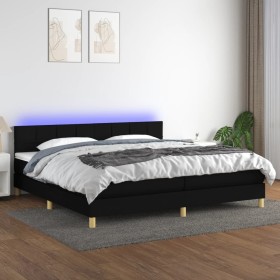 Cama box spring con colchón LED tela negro 200x200 cm de vidaXL, Camas y somieres - Ref: Foro24-3133743, Precio: 586,22 €, De...