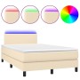 Cama box spring con colchón y LED tela crema 120x200 cm de vidaXL, Camas y somieres - Ref: Foro24-3132986, Precio: 376,04 €, ...