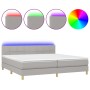 Cama box spring con colchón tela y LED gris claro 200x200 cm de vidaXL, Camas y somieres - Ref: Foro24-3133741, Precio: 575,0...