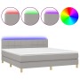 Cama box spring con colchón tela y LED gris claro 160x200 cm de vidaXL, Camas y somieres - Ref: Foro24-3133725, Precio: 494,9...