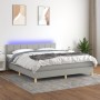 Cama box spring con colchón tela y LED gris claro 180x200 cm de vidaXL, Camas y somieres - Ref: Foro24-3133733, Precio: 541,5...