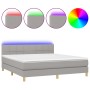 Cama box spring con colchón tela y LED gris claro 180x200 cm de vidaXL, Camas y somieres - Ref: Foro24-3133733, Precio: 541,5...