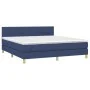 Box spring bed with mattress and LED blue fabric 160x200 cm by vidaXL, Beds and slatted bases - Ref: Foro24-3133731, Price: 4...