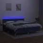 Box spring bed with mattress and LED blue fabric 160x200 cm by vidaXL, Beds and slatted bases - Ref: Foro24-3133731, Price: 4...