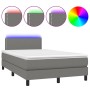 Cama box spring con colchón y LED tela gris oscuro 120x200 cm de vidaXL, Camas y somieres - Ref: Foro24-3133062, Precio: 406,...