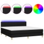 Cama box spring con colchón LED tela negro 180x200 cm de vidaXL, Camas y somieres - Ref: Foro24-3133735, Precio: 552,98 €, De...
