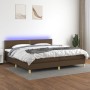 Cama box spring con colchón LED tela marrón oscuro 200x200 cm de vidaXL, Camas y somieres - Ref: Foro24-3133664, Precio: 584,...