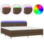 Cama box spring con colchón LED tela marrón oscuro 200x200 cm de vidaXL, Camas y somieres - Ref: Foro24-3133664, Precio: 584,...