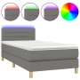 Cama box spring con colchón y LED tela gris oscuro 80x200 cm de vidaXL, Camas y somieres - Ref: Foro24-3133750, Precio: 284,5...