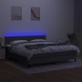 Cama box spring con colchón y LED tela gris oscuro 160x200 cm de vidaXL, Camas y somieres - Ref: Foro24-3133006, Precio: 513,...