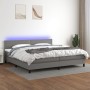 Cama box spring colchón y luces LED tela gris claro 200x200 cm de vidaXL, Camas y somieres - Ref: Foro24-3133102, Precio: 565...