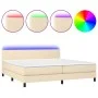 Boxspringbett mit Matratze und LED-Cremestoff 200x200 cm von vidaXL, Betten und Lattenroste - Ref: Foro24-3133026, Preis: 553...