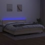 Cama box spring con colchón y LED tela crema 200x200 cm de vidaXL, Camas y somieres - Ref: Foro24-3133026, Precio: 561,59 €, ...