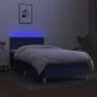 Box spring bed with mattress and LED blue fabric 90x200 cm by vidaXL, Beds and slatted bases - Ref: Foro24-3133771, Price: 29...