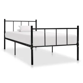 Black metal bed frame 90x200 cm by vidaXL, Beds and slatted bases - Ref: Foro24-284636, Price: 72,08 €, Discount: %