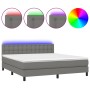 Cama box spring colchón y luces LED tela gris oscuro 180x200 cm de vidaXL, Camas y somieres - Ref: Foro24-3133494, Precio: 60...
