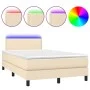 Boxspringbett mit Matratze und LED-Cremestoff 120x200 cm von vidaXL, Betten und Lattenroste - Ref: Foro24-3133066, Preis: 369...