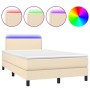 Cama box spring con colchón y LED tela crema 120x200 cm de vidaXL, Camas y somieres - Ref: Foro24-3133066, Precio: 379,13 €, ...
