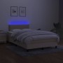 Cama box spring con colchón y LED tela crema 120x200 cm de vidaXL, Camas y somieres - Ref: Foro24-3133066, Precio: 379,13 €, ...