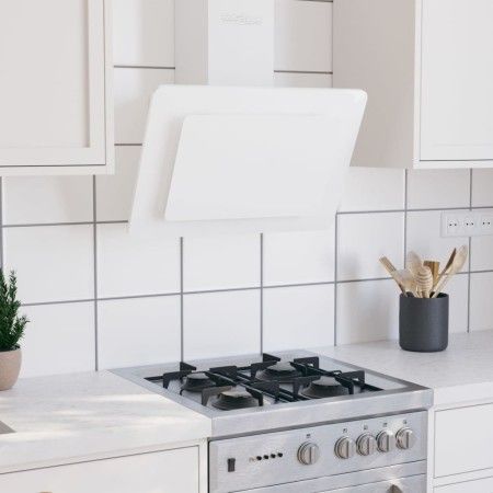 Campana extractora acero inoxidable vidrio templado blanco 60cm de vidaXL, Extractores - Ref: Foro24-51663, Precio: 166,19 €,...