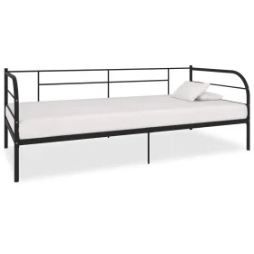 Black metal bed frame 90x200 cm by vidaXL, Beds and slatted bases - Ref: Foro24-284673, Price: 108,71 €, Discount: %