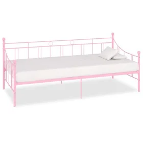 Estructura de cama de metal rosa 90x200 cm de vidaXL, Camas y somieres - Ref: Foro24-284671, Precio: 92,88 €, Descuento: %
