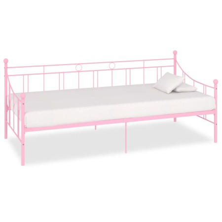 Estructura de cama de metal rosa 90x200 cm de vidaXL, Camas y somieres - Ref: Foro24-284671, Precio: 93,63 €, Descuento: %