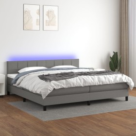 Cama box spring colchón y luces LED tela gris claro 200x200 cm de vidaXL, Camas y somieres - Ref: Foro24-3133182, Precio: 583...