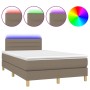 Cama box spring con colchón y LED tela gris taupe 120x200 cm de vidaXL, Camas y somieres - Ref: Foro24-3133785, Precio: 359,9...